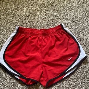Nike Women's Red and White Athletic Shorts